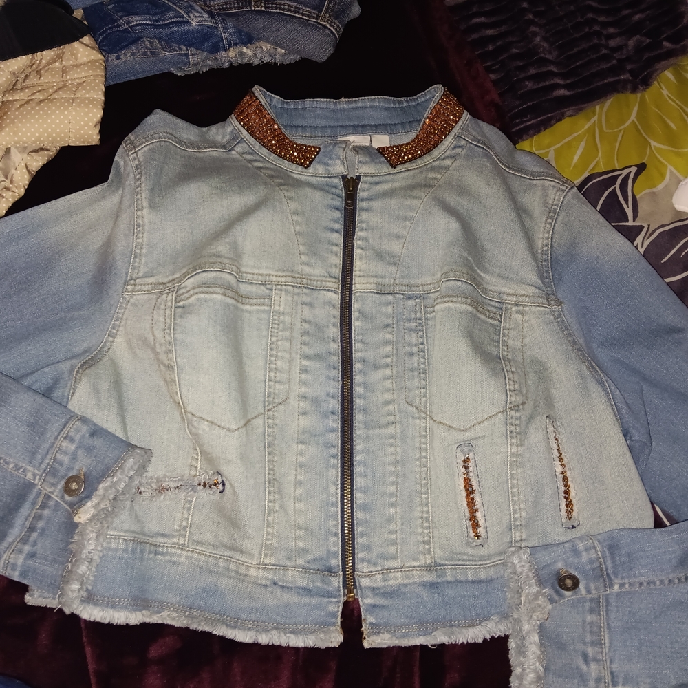 Venezia Light Blue Denim Jacket with Brown Details